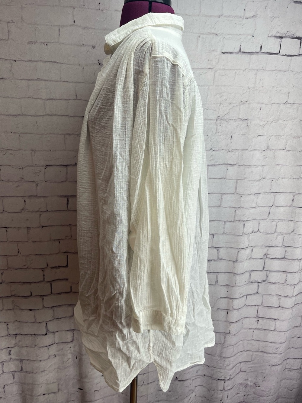 J Crew side Xl Henley beach tunic made of lightweight cotton gauze white - Picture 3 of 5